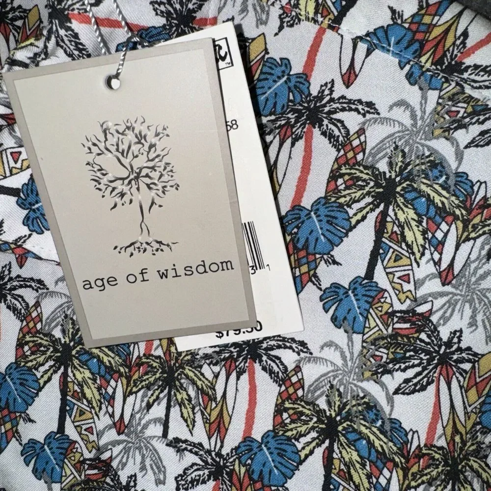 🆕 Age Of Wisdom Mens Button Up Shirt Tropical‎ Surfboards Multi-Color Sz L - Picture 2 of 8